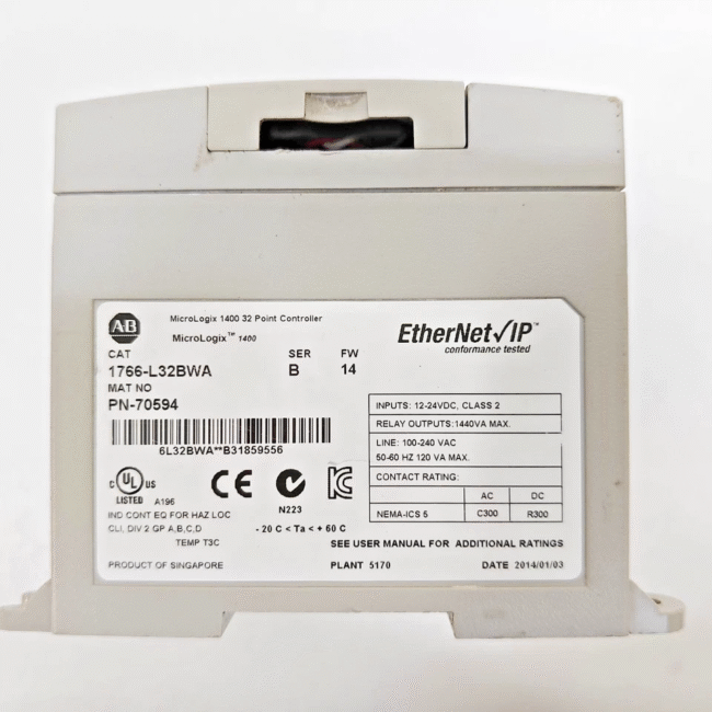 Allen Bradley 1766-L32BWA /B MicroLogix 1400 AC Power 32-Pt I/O Logic Controller - Image 8