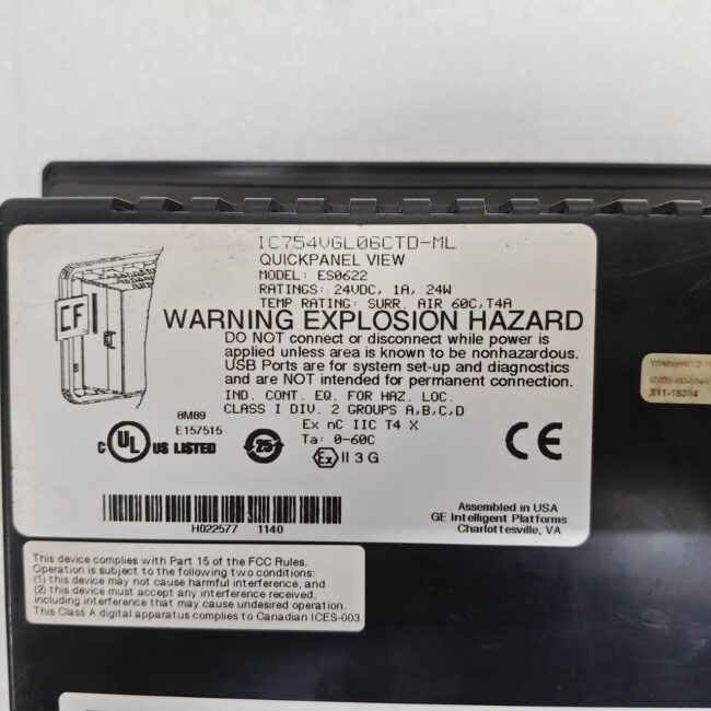 Ge fanuc IC754VGL06CTD-ML (MODEL:ES0622) QuickPanel View 24VDC 1AMP Fast Ship - Image 9